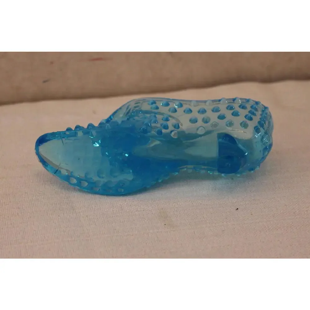 Vintage Fenton Glass Hobnail Blue Cat Head Shoe - Picture 4 of 5